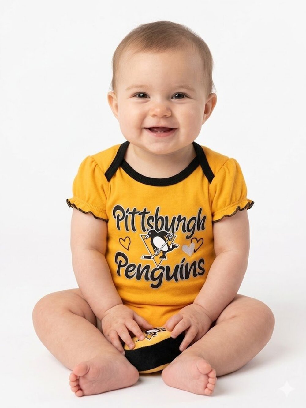 Pittsburgh Penguins Baby Girl's Girls Bodysuit Creeper Romper 3/6 Months NWT